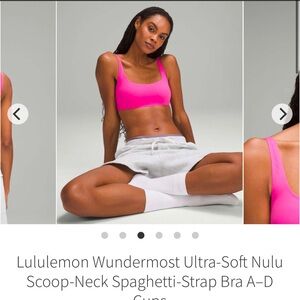 Lululemon Wundermost Ultra-Soft Nulu Scoop-Neck Spaghetti-Strap Bra Sonic Pink